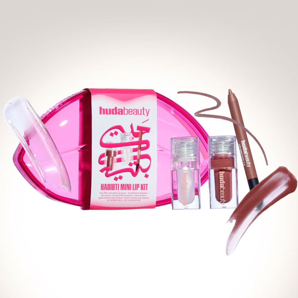 1+1 FALAS Huda Beauty Habibti Face And Lip Set + Huda Beauty Habibti Mini Lip Kit
