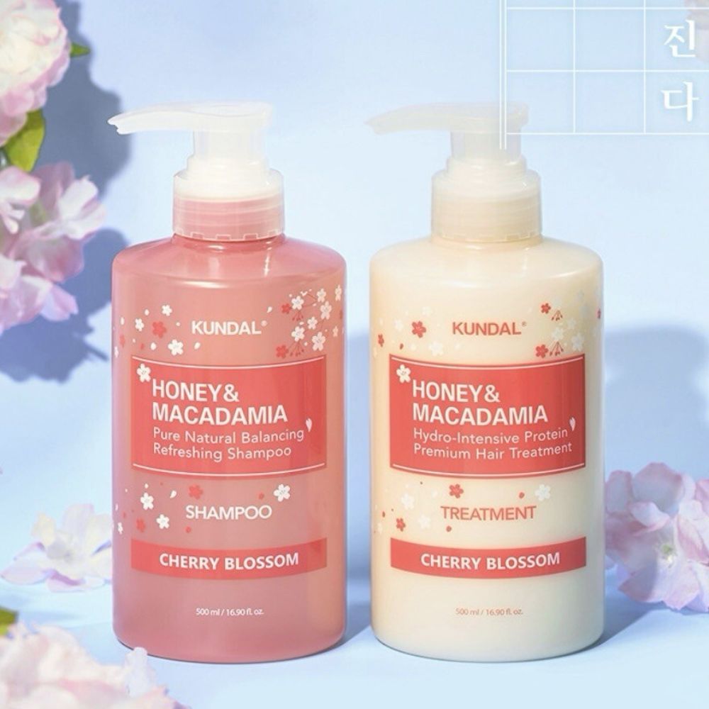 KUNDAL Honey & Macadamia Cherry Blossom – Spring Edition ( Shampoo + Treatment) Set