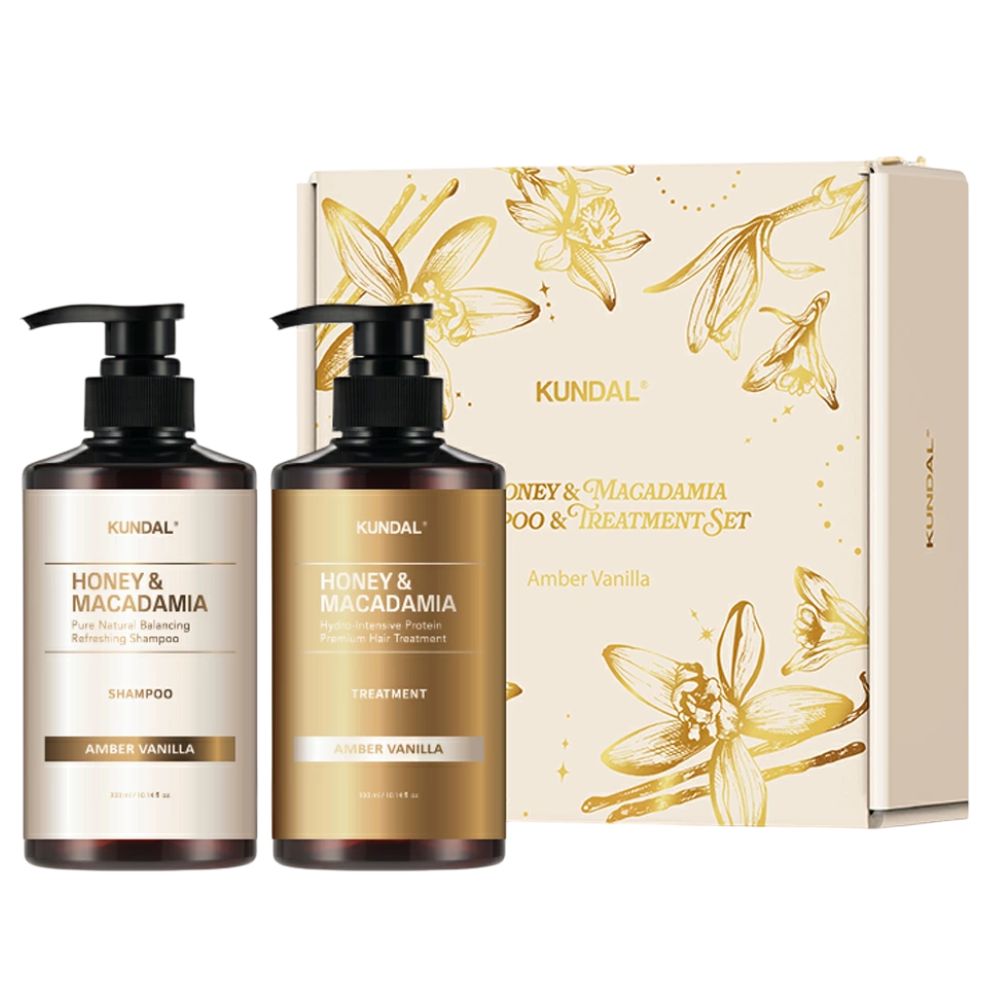 Kundal Honey & Macadamia Shampoo & Treatment Set Amber Vanilla 300ml Set